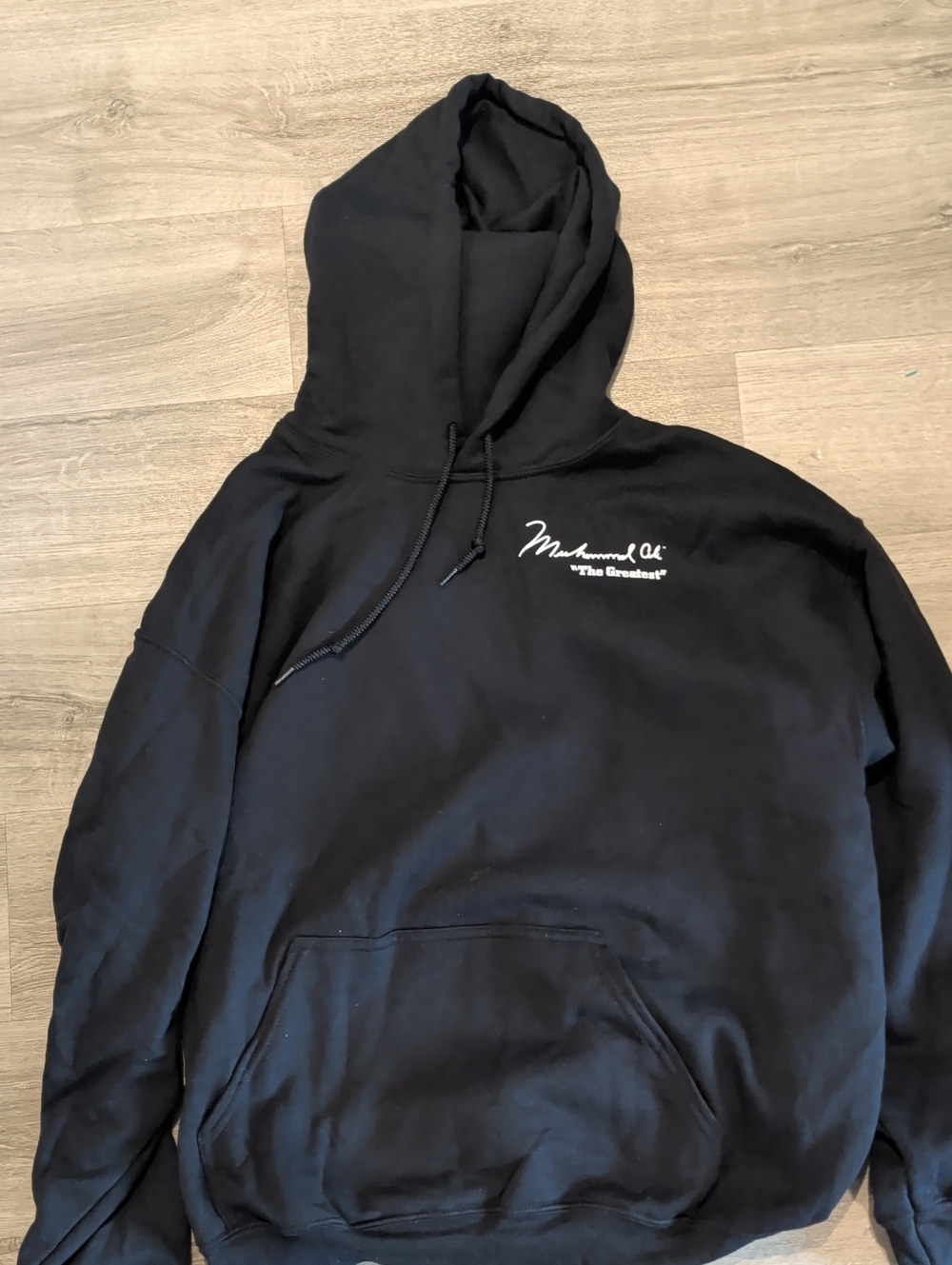 Muhammad Ali Black Hooded Sweatshirt with Script Chest Logo